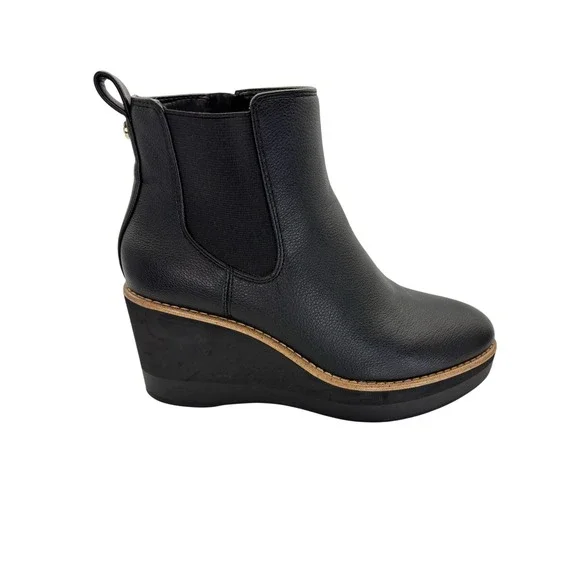Kelly &‎ Katie Black Wedge Heel Ankle Booties Womens 7.5M - Picture 3 of 6